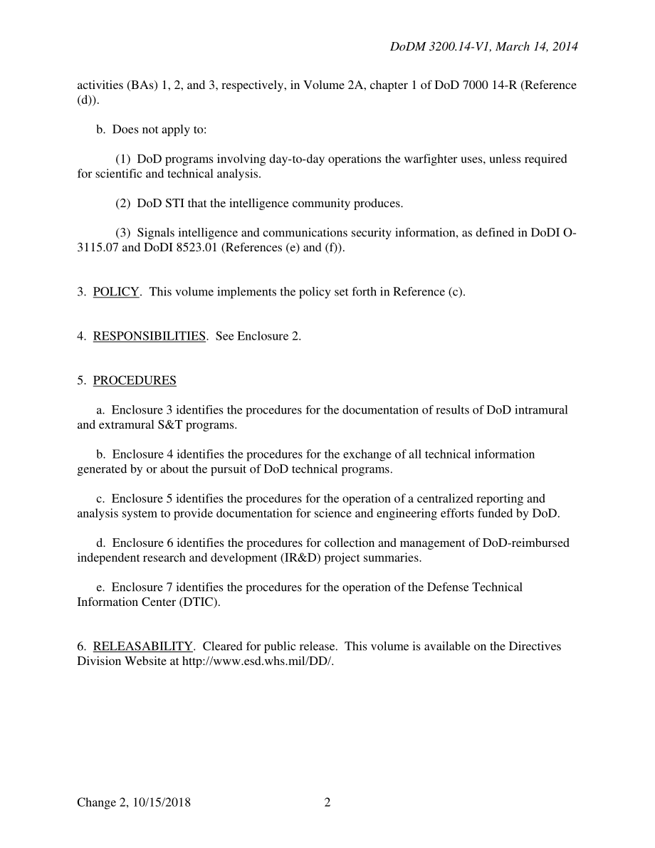 DoDM 3200.14 Volume 1 国防部科学技术信息计划（STIP）的原则和操作参数：一般流程.pdf_第2页