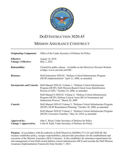 DoDI 3020.45 使命保证结构.pdf