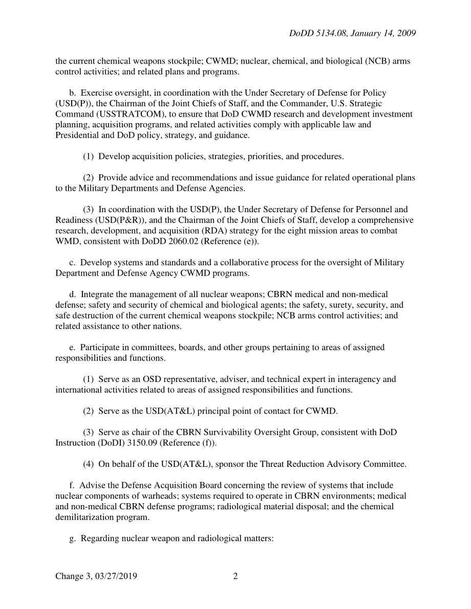 DoDD 5134.08 负责核、化学和生物防御计划的助理国防部长（ASD（NCB））.pdf_第2页