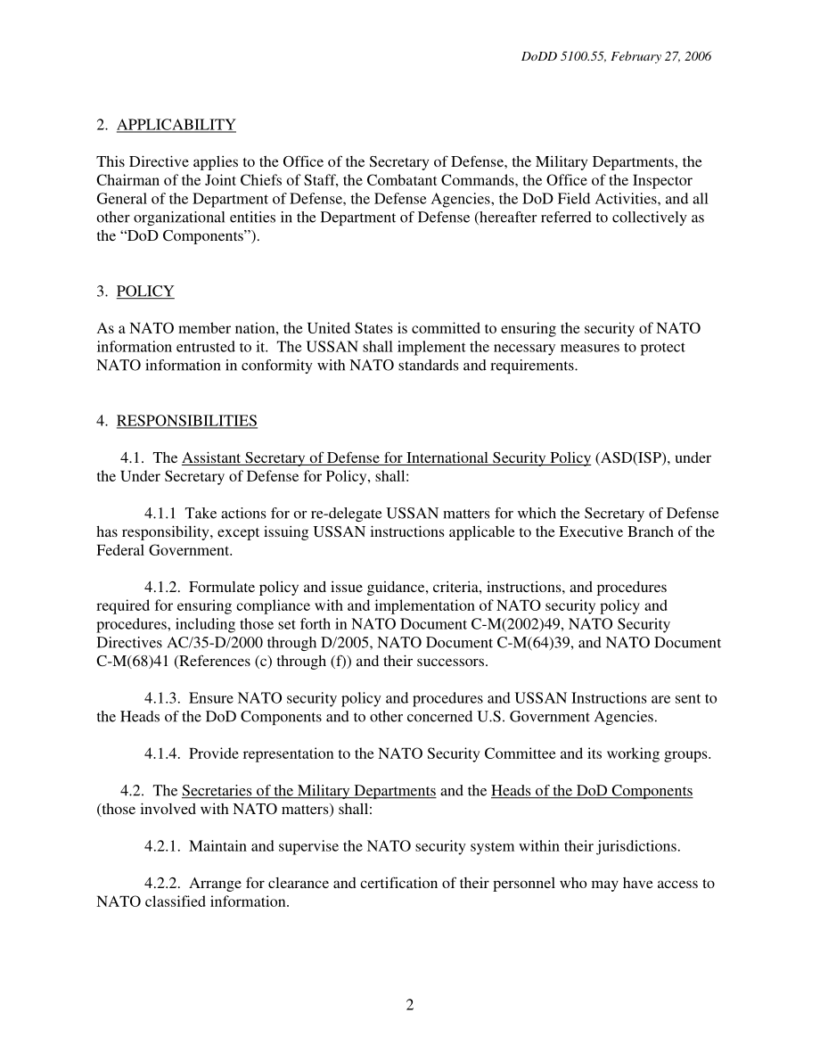 DoDD 5100.55 美国北大西洋公约组织事务安全局（USSAN）.pdf_第2页