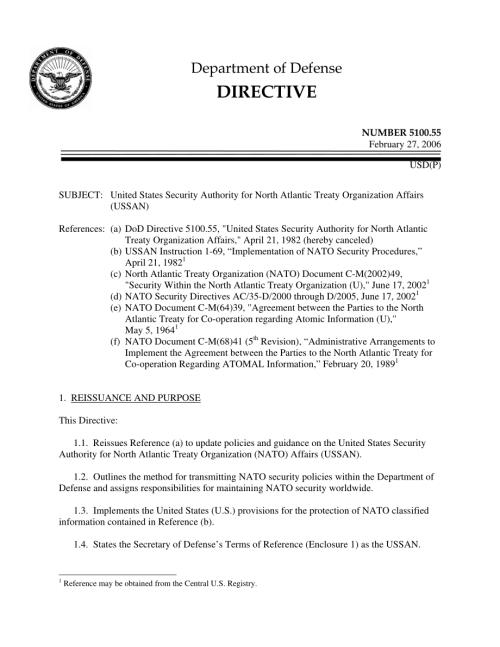 DoDD 5100.55 美国北大西洋公约组织事务安全局（USSAN）.pdf