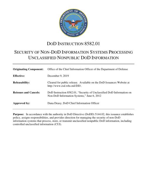 DoDI 8582.01 非国防部信息系统处理非机密非公开国防部信息的安全性.pdf