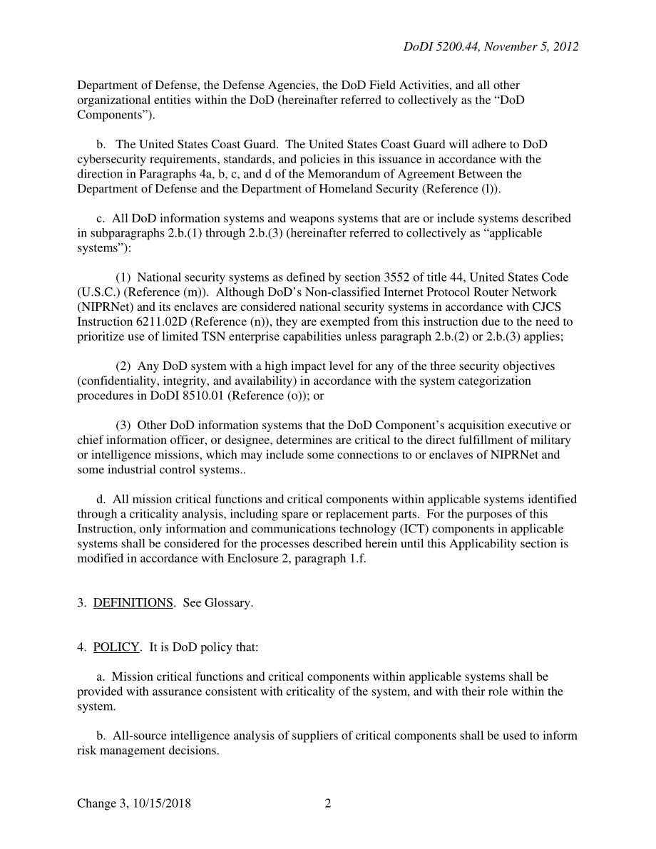 DoDI 5200.44 保护关键任务功能以实现可信系统和网络（TSN）.pdf_第2页