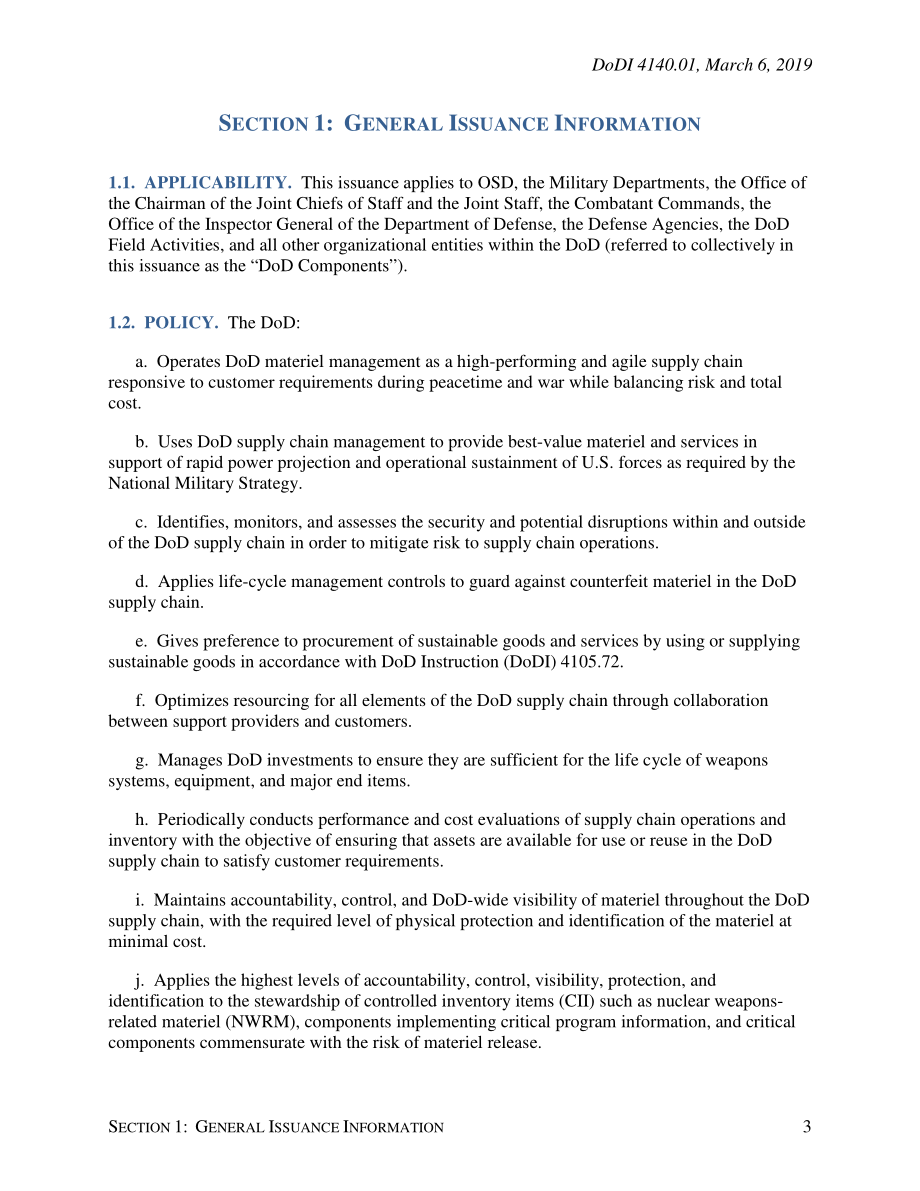 DoDI 4140.01 国防部供应链物资管理政策.pdf_第3页