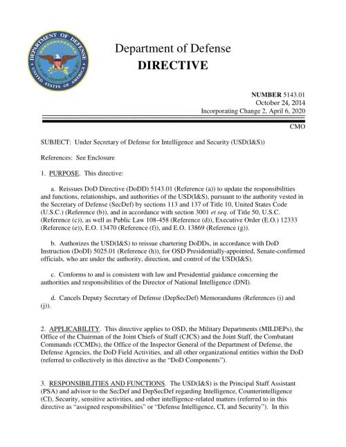 DoDD 5143.01 负责情报和安全的国防部副部长（USD）.pdf