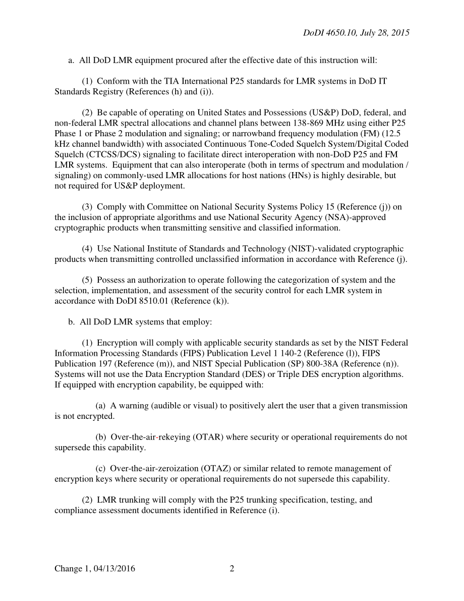 DoDI 4650.10 陆地移动无线电（LMR）互操作性和标准化.pdf_第2页
