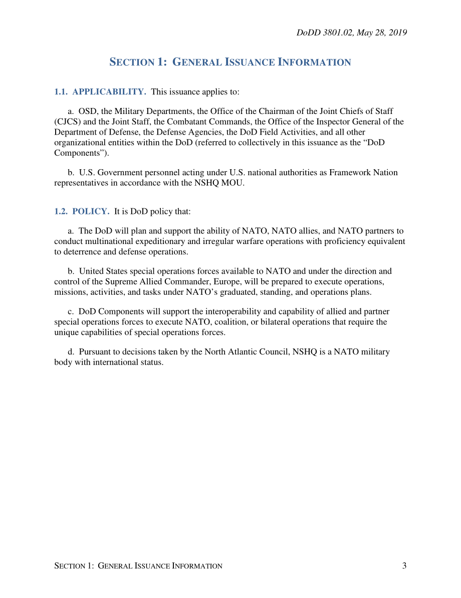 DoDD 3801.02 北大西洋公约组织（北约）特种作战总部（NSHQ）.pdf_第3页