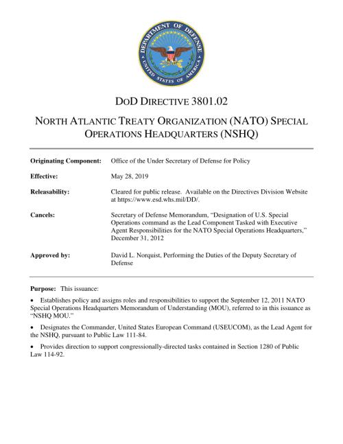 DoDD 3801.02 北大西洋公约组织（北约）特种作战总部（NSHQ）.pdf