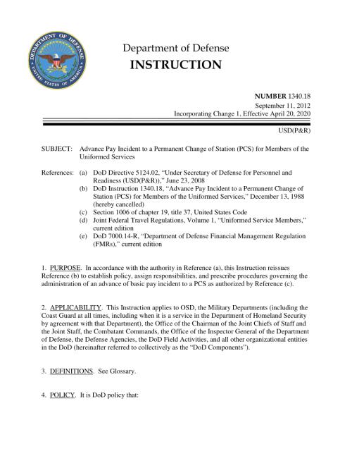 DoDI 1340.18 军警人员永久更改PCS的预支薪事件.pdf