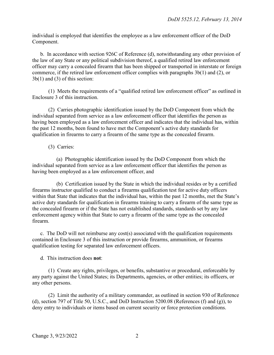 DoDI 5525.12 经修订的2004年执法人员安全法（LEOSA）的实施.pdf_第2页