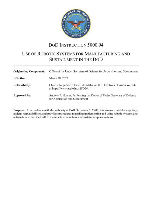 DoDI 5000.94 在国防部中使用机器人系统进行制造和维护.pdf