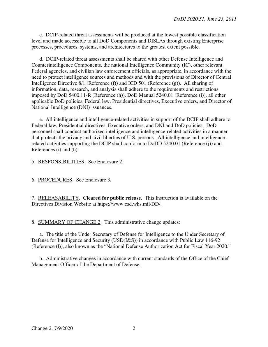 DoDI 3020.51 国防关键基础设施计划（DCIP）的情报支持.pdf_第2页