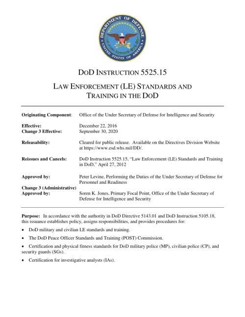 DoDI 5525.15 国防部的执法（LE）标准和培训.pdf