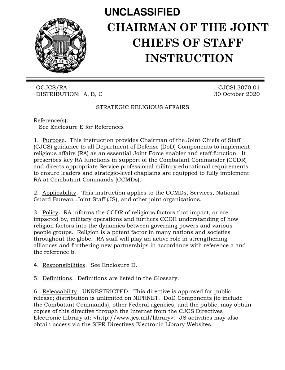 CJCSI 3070.01  战略性宗教事务.pdf_第1页
