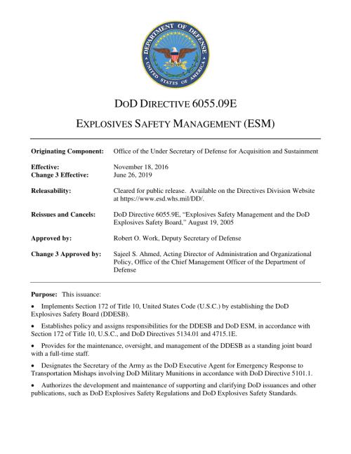 DoDD 6055.09E 爆炸物安全管理（ESM）.pdf