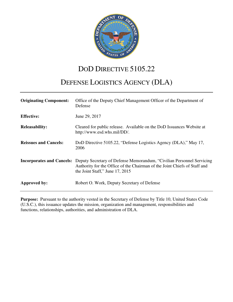 DoDD 5105.22 国防后勤DLA.pdf_第1页