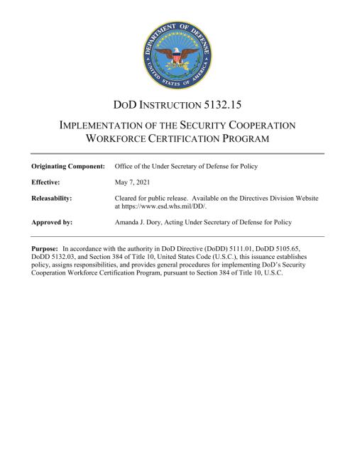 DoDI 5132.15 实施安全合作劳动力认证计划.pdf
