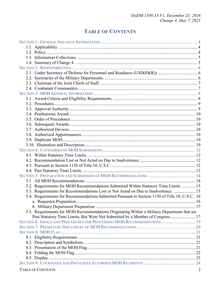 DoDM 1348.33  Volume 1 军事勋章和奖项手册：荣誉勋章.pdf_第2页
