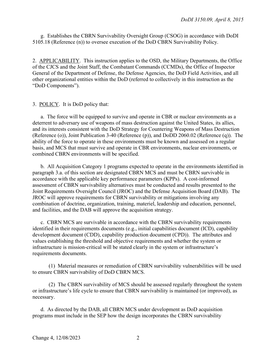 DoDI 3150.09 化学、生物、辐射和核生存政策.pdf_第2页