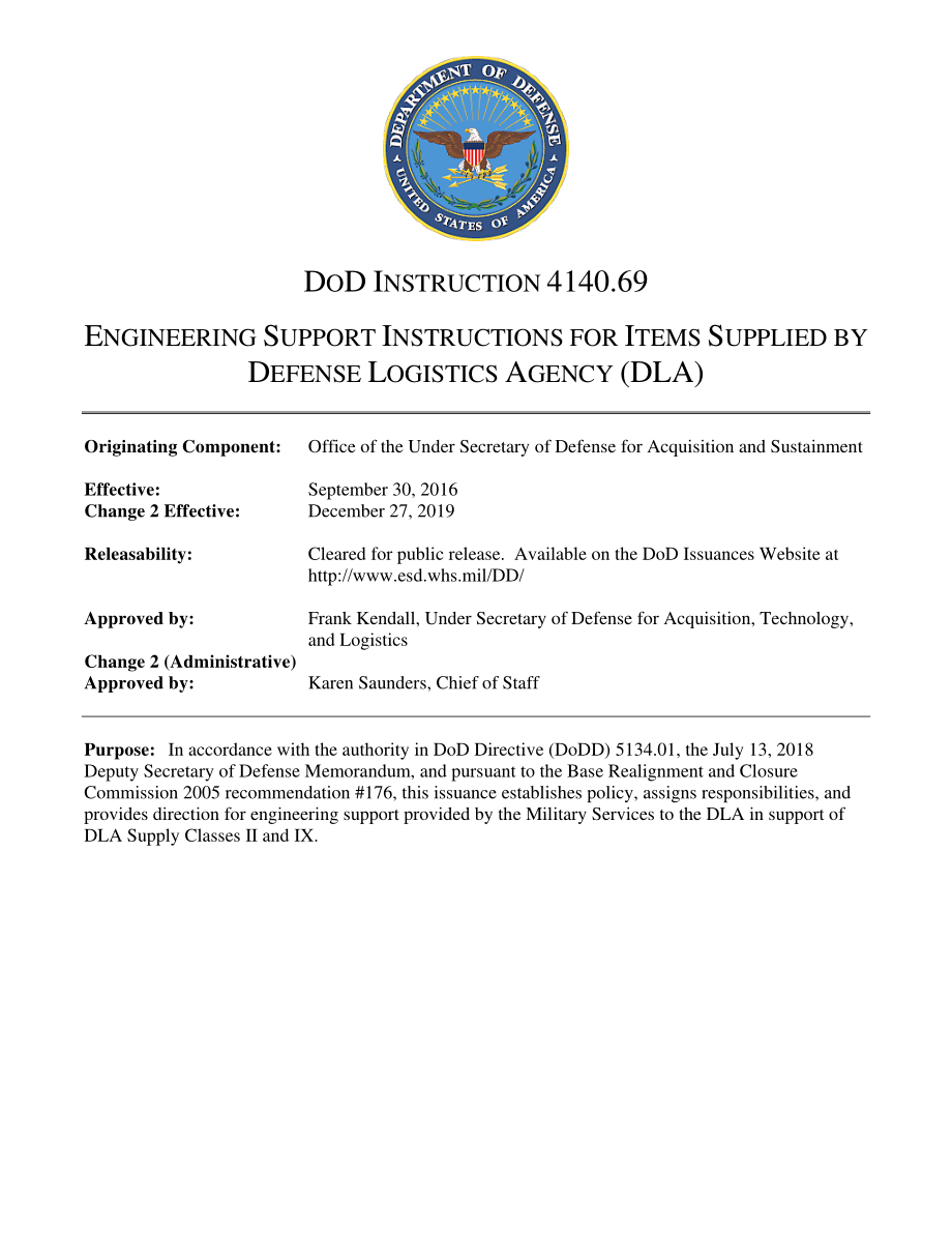 DoDI 4140.69 国防后勤局供货物项工程保障说明（DLA）.pdf_第1页