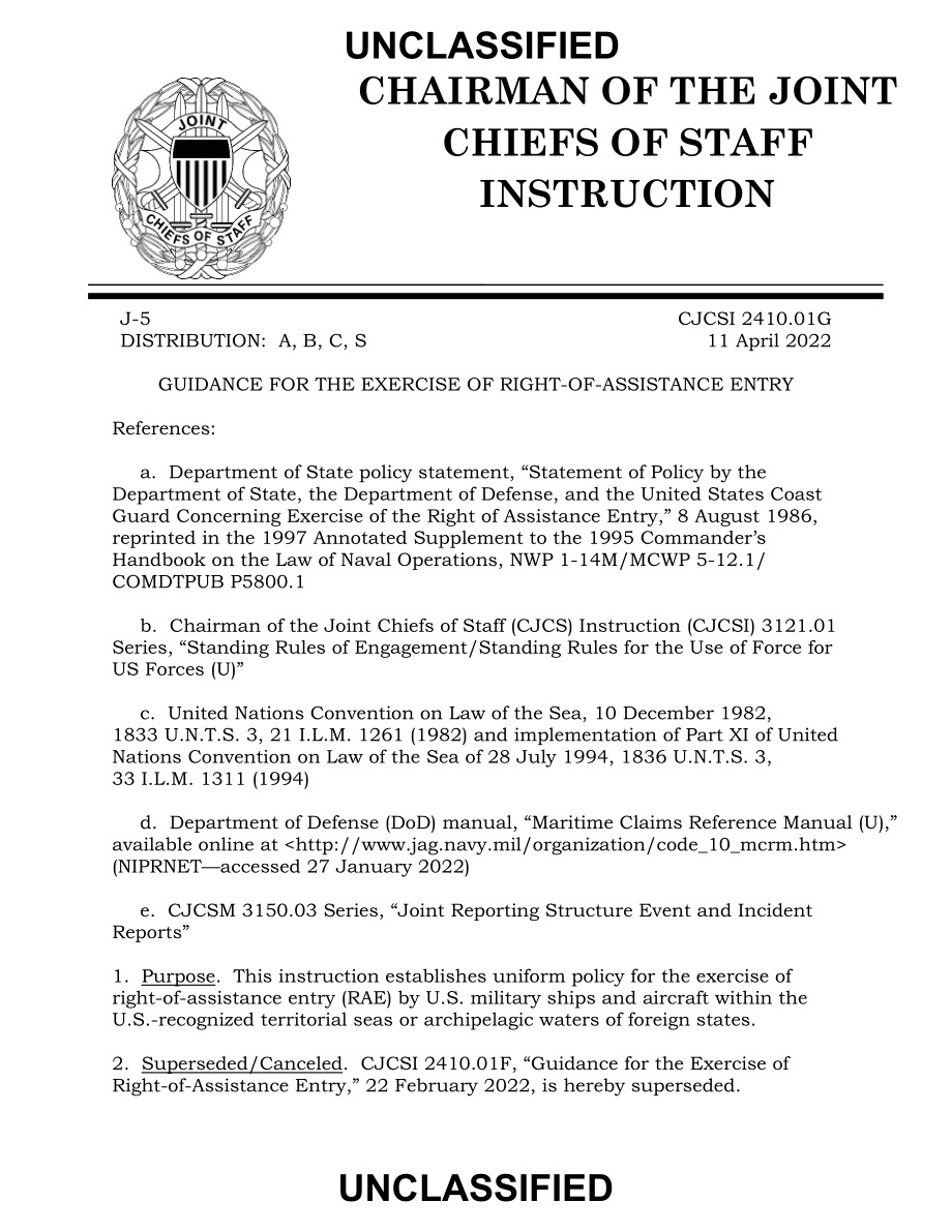 CJCSI 2410.01G 援助权入境行使指南.pdf_第1页
