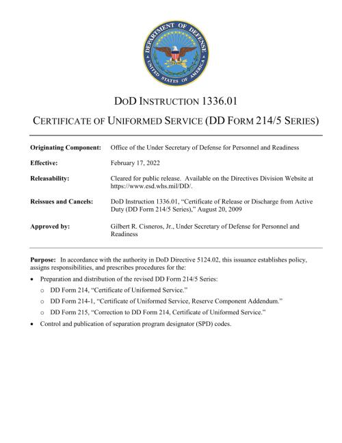 DoDI 1336.01 制服服务证书（DD表格2145系列）.pdf
