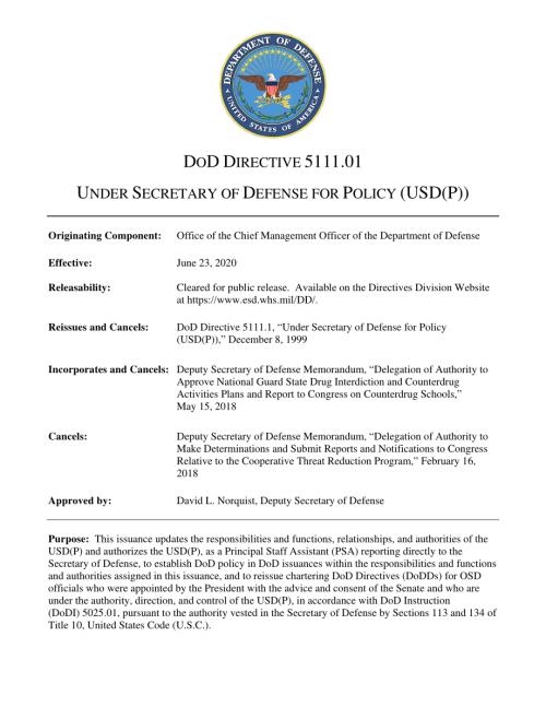 DoDD 5111.01 负责政策的国防部副部长（USD（P））.pdf