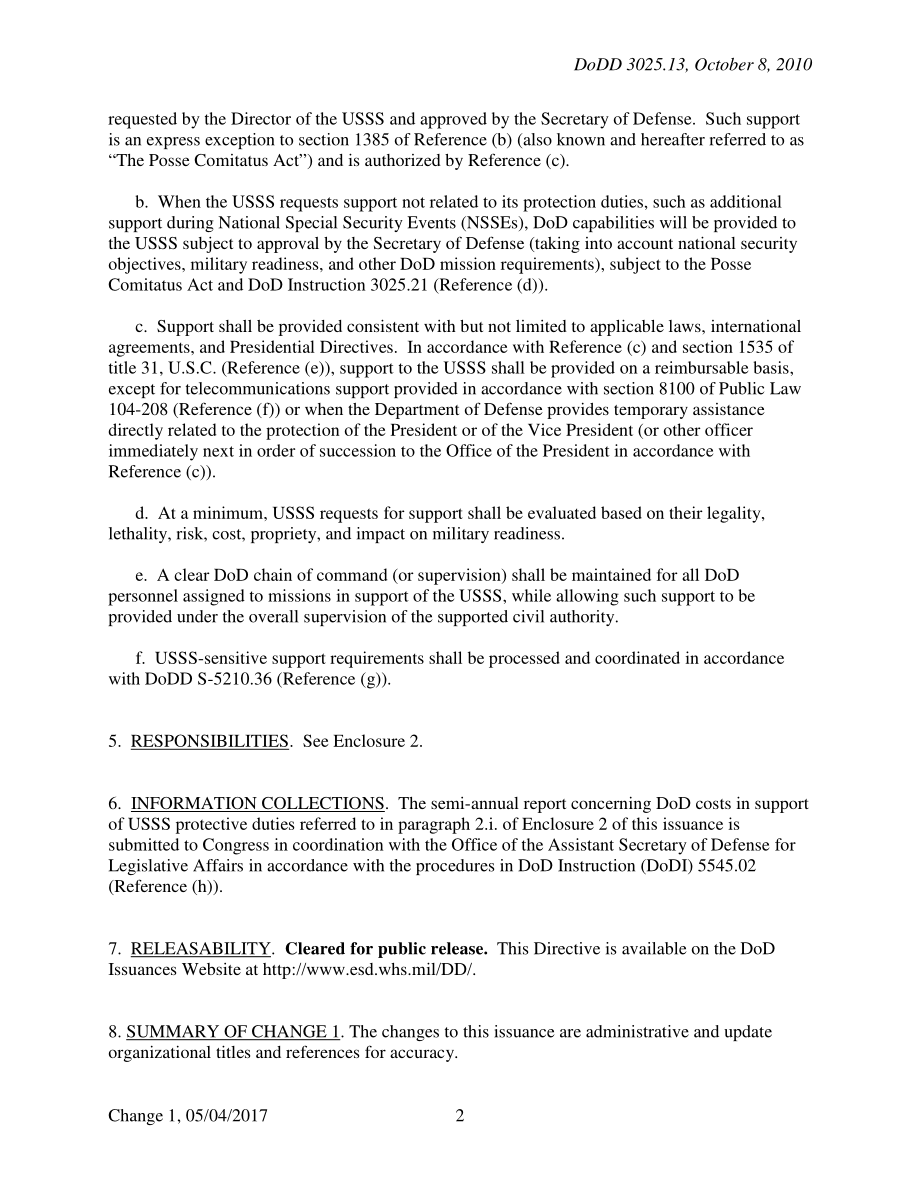 DoDD 3025.13 使用国防部能力支持美国特勤局（USSS）、国土安全部（DHS）.pdf_第2页