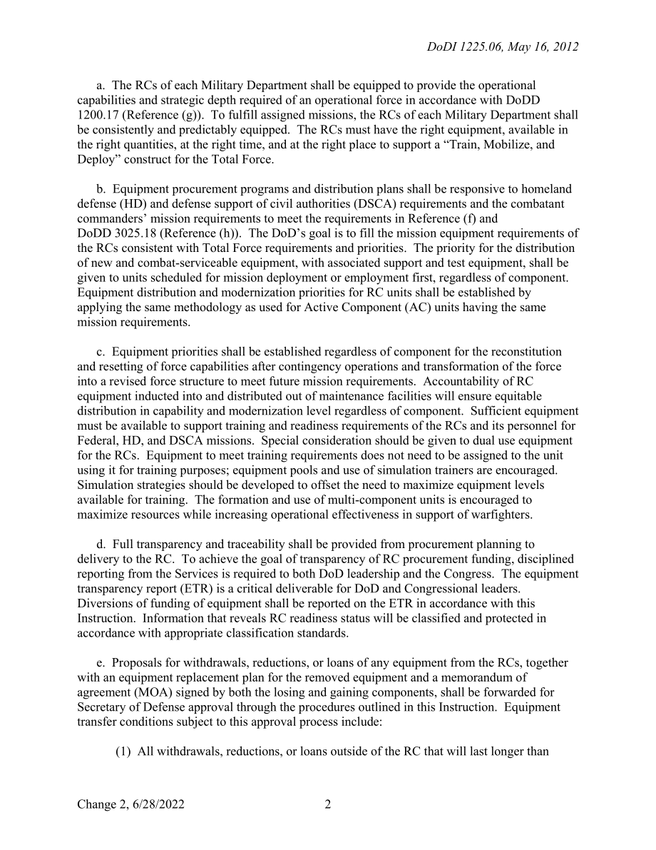DoDI 1225.06 装备预备役部队.pdf_第2页