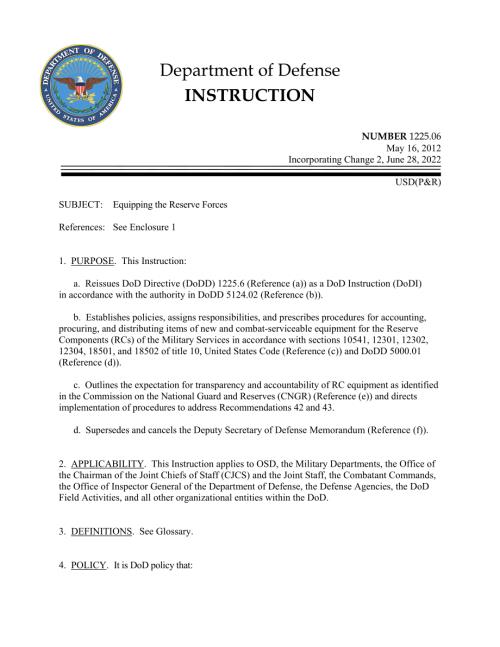 DoDI 1225.06 装备预备役部队.pdf