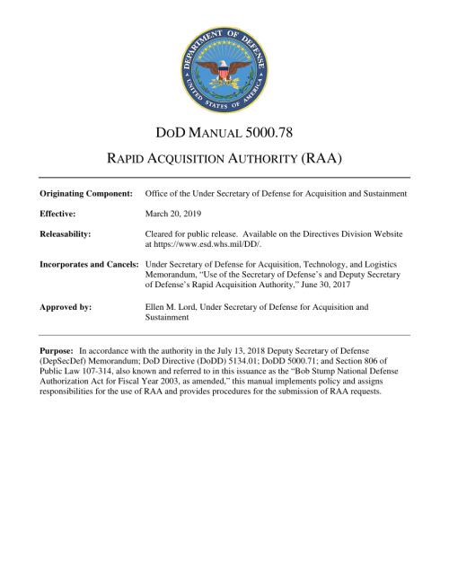 DoDM 5000.78 快速采购局（RAA）.pdf