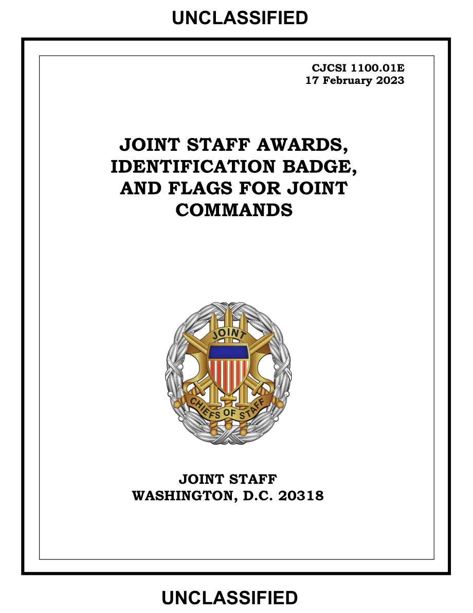 CJCSI 1100.01E 联合指挥部的联合参谋奖、识别徽章和旗帜.pdf_第1页