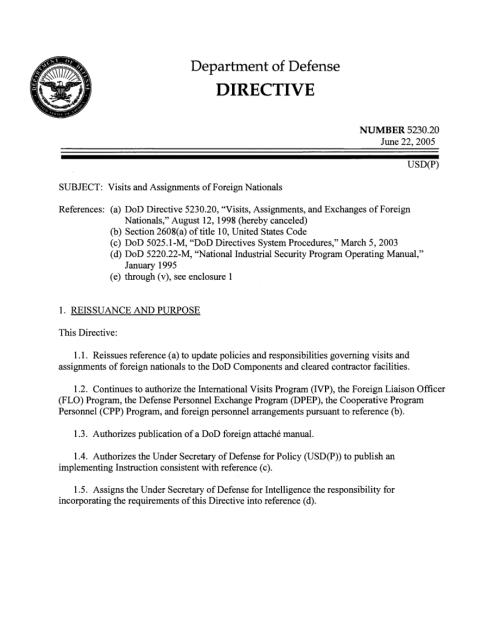 DoDD 5230.20 外国人的访问和任务.pdf