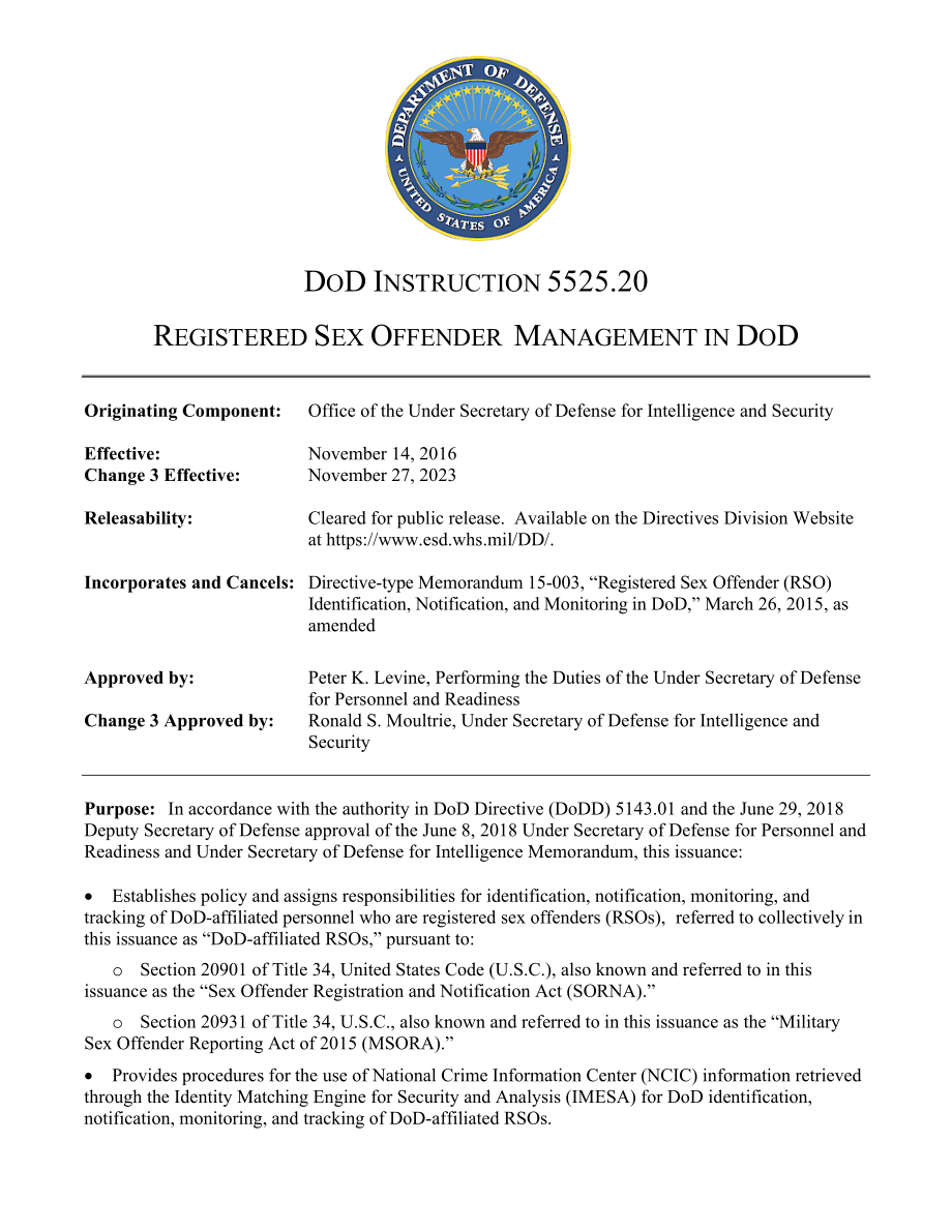 DoDI 5525.20 国防部注册性犯罪者管理.pdf_第1页
