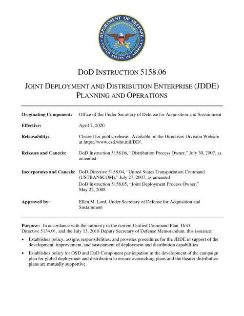 DoDI 5158.06 联合部署和分发企业（JDDE）规划和运营.pdf