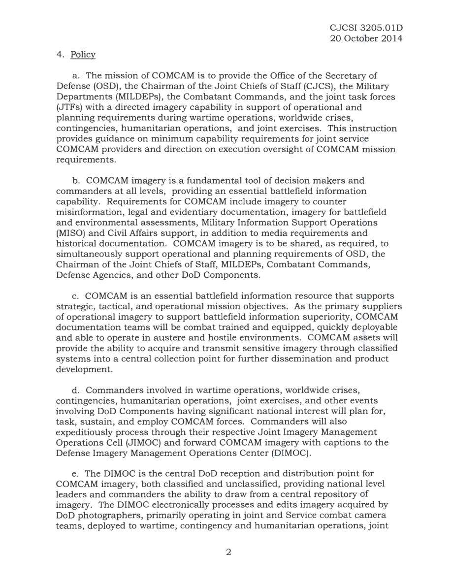 CJCSI 3205.01D 联合战斗摄像机(COMCAM).pdf_第2页