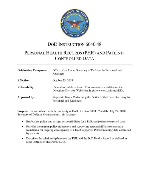DoDI 6040.48 个人健康记录（PHR）和患者控制数据.pdf