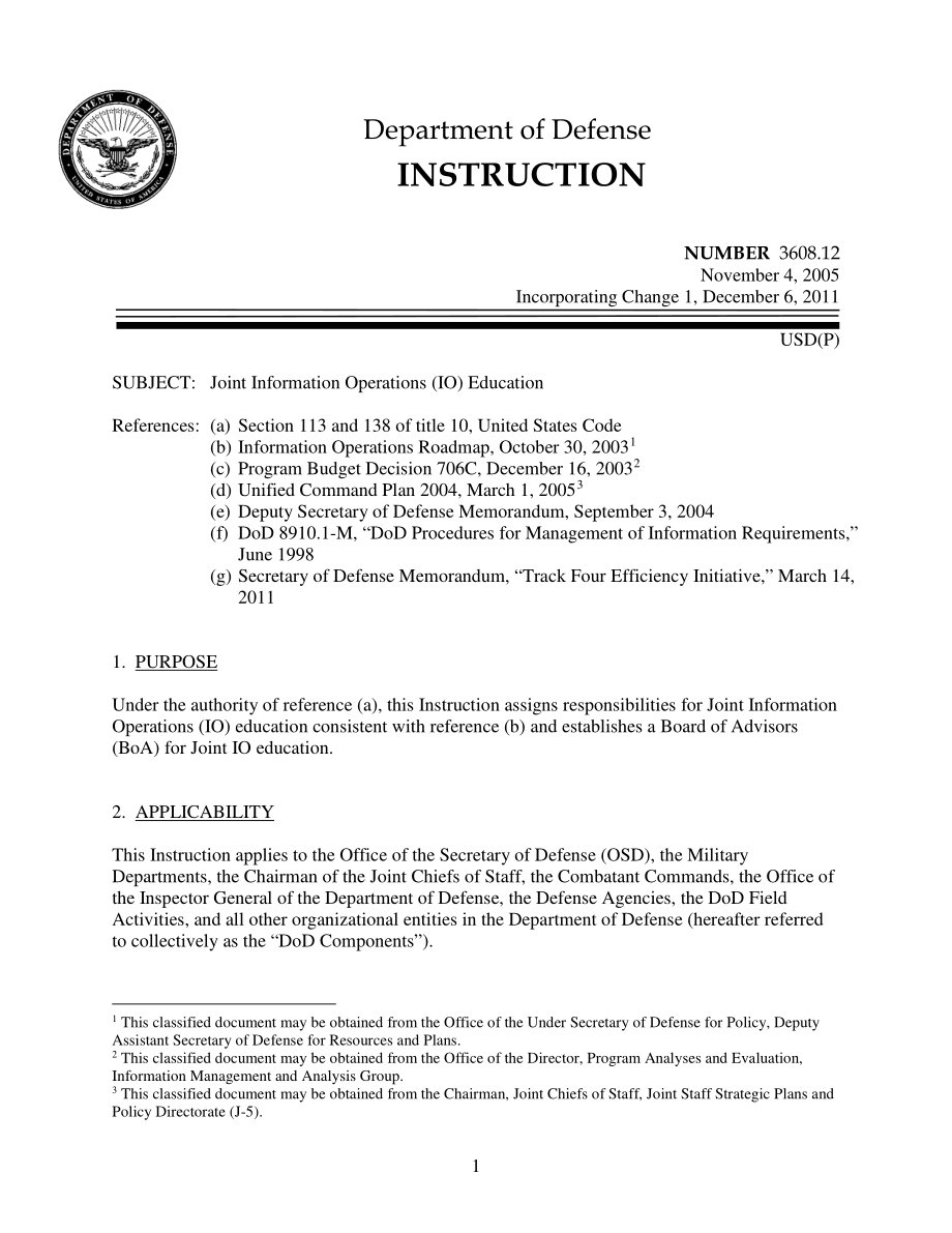 DoDI 3608.12 联合情报行动（IO）教育.pdf_第1页