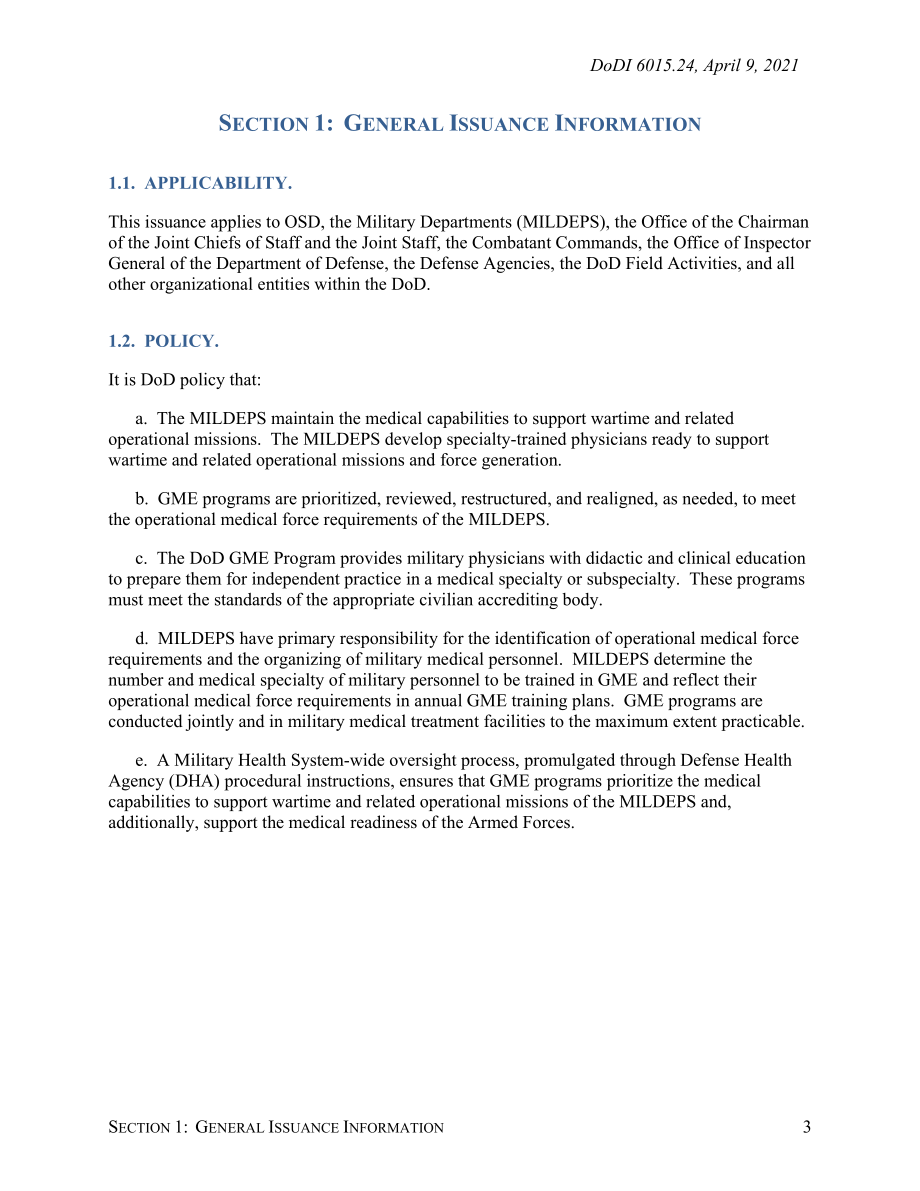 DoDI 6015.24 美国国防部研究生医学教育计划.pdf_第3页