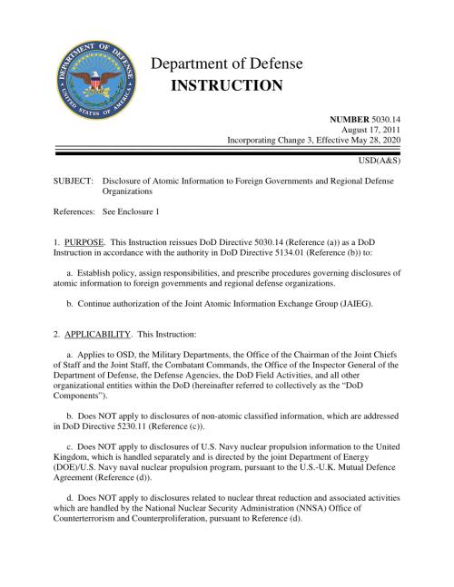 DoDI 5030.14 向外国政府和区域防御组织披露原子信息.pdf