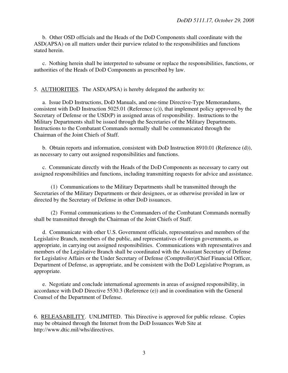 DoDD 5111.17 亚太安全事务助理国防部长（ASD（APSA））.pdf_第3页
