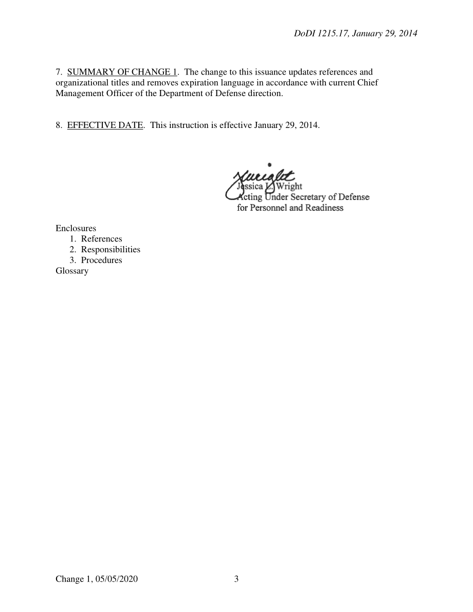 DoDI 1215.17 预备役部队一级中尉或中尉（初级）以上职级的教育要求.pdf_第3页