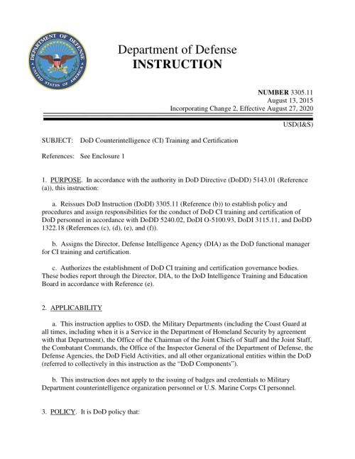 DoDI 3305.11 国防部反间谍（CI）培训和认证.pdf