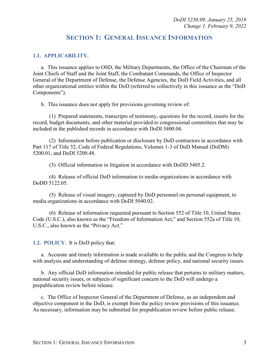 DoDI 5230.09 清除国防部信息以供公开发布.pdf_第3页