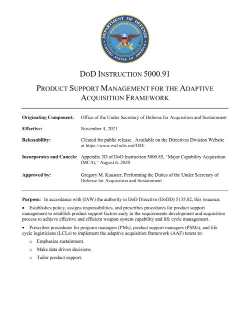 DoDI 5000.91 自适应采购框架的产品支持管理.pdf