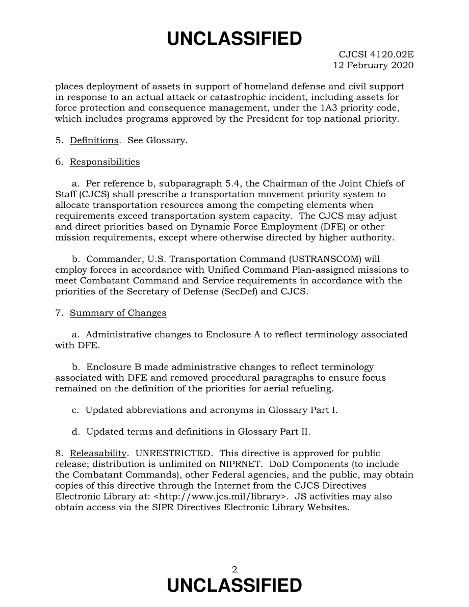 CJCSI 4120.02E 优先事项清单-国防部运输移动优先系统.pdf_第2页