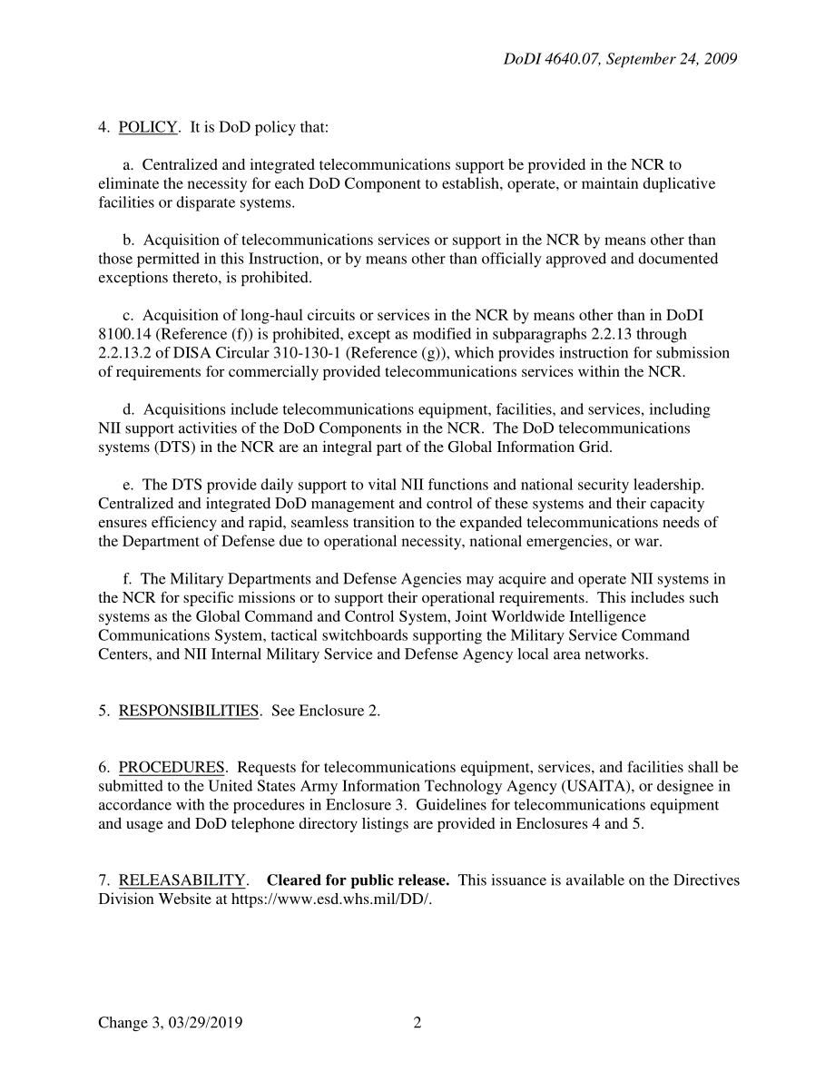 DoDI 4640.07 国家首都地区的电信服务（NCR）.pdf_第2页