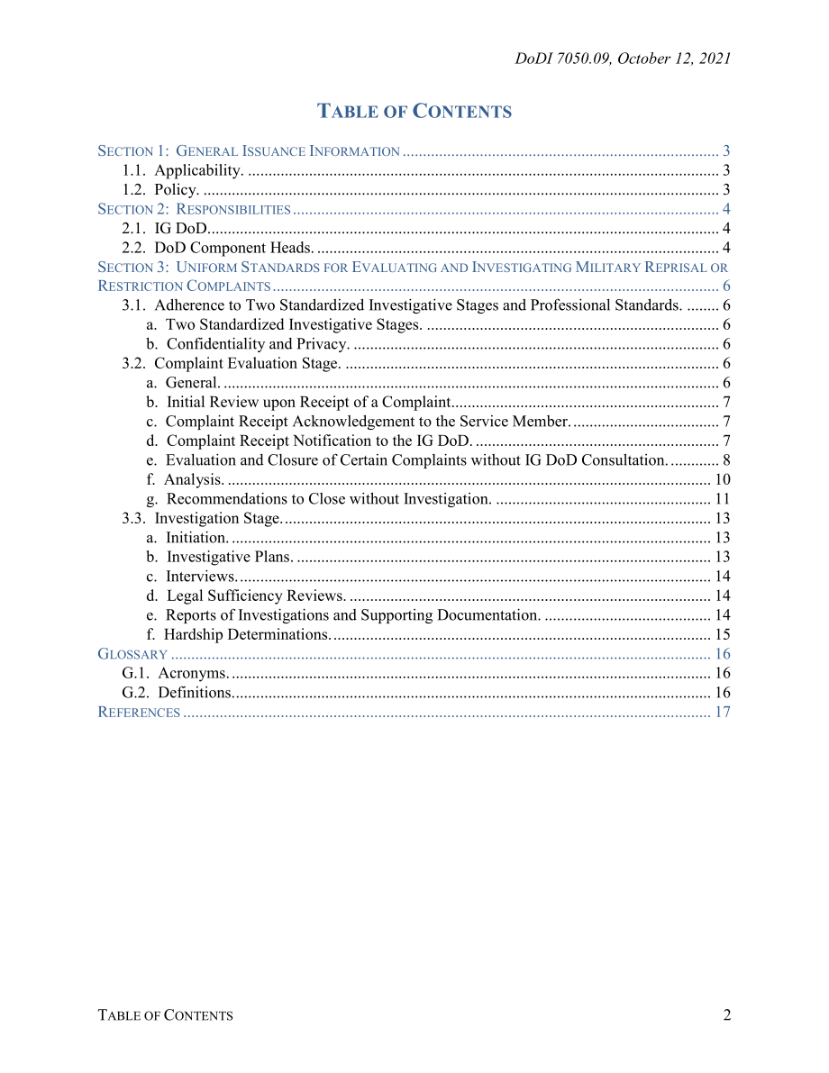 DoDI 7050.09 评估和调查军事报复或限制投诉的统一标准.pdf_第2页