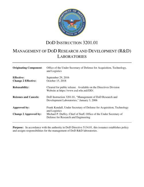 DoDI 3201.01 国防部研发（R&D）实验室的管理.pdf