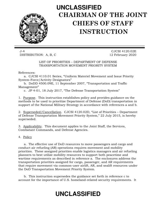CJCSI 4120.02E 优先事项清单-国防部运输调度优先系统.pdf